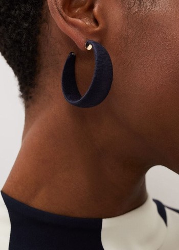 Phase Eight Covered Hoop Jewellery Navy Australia | CS8796043